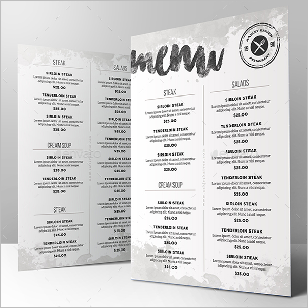 Minimal Menu Card Design