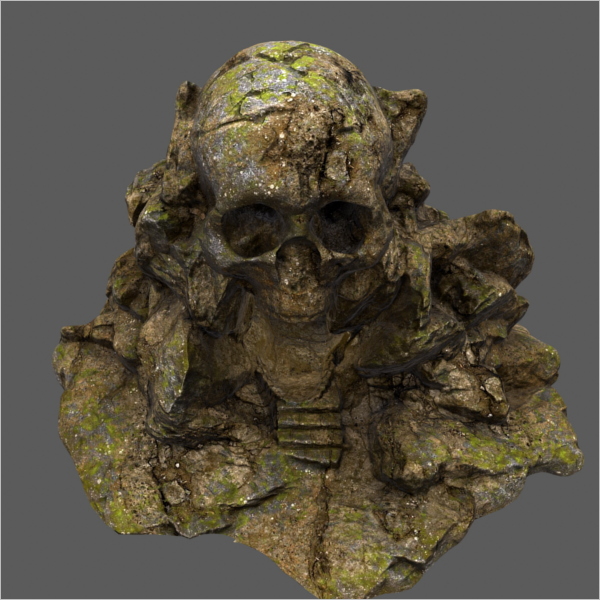 Old Cave Skull 3D Design