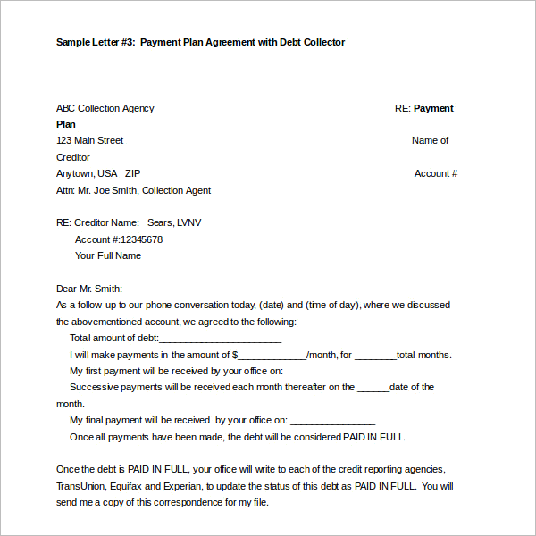 Debt Payment Plan Agreement Template