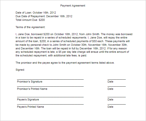 Installment Agreement To Pay Debt Template