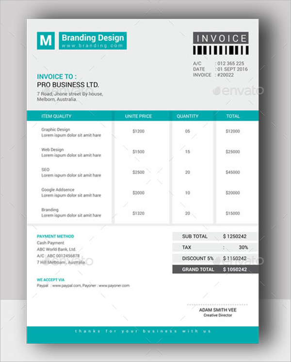 sample invoice freelance