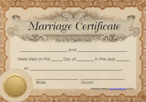 Printable Marriage Certificate Template