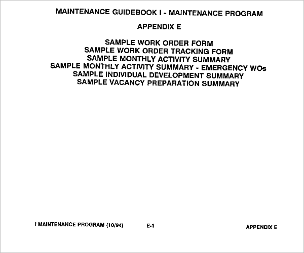 Sample Work Order Form Template