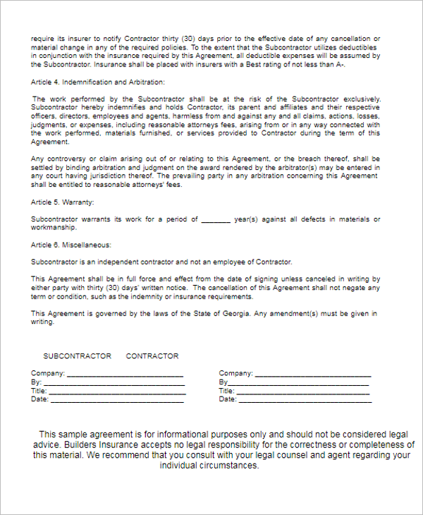 15+ Free Subcontractor Agreement Templates Word, PDF, Doc Formats