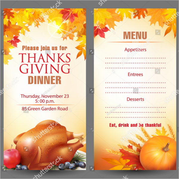 thanksgiving menu template word free download
