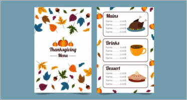 Thanksgiving Menu Templates