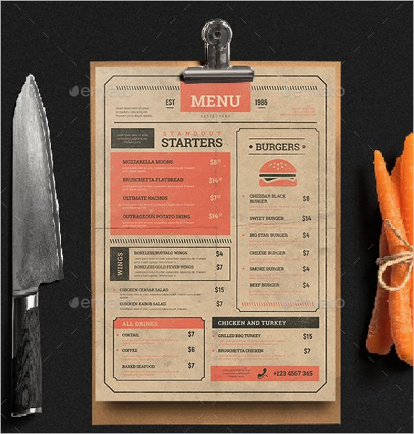 Vintage Menu Vector Template