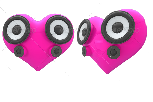 3D Heart Shaped Speaker Model