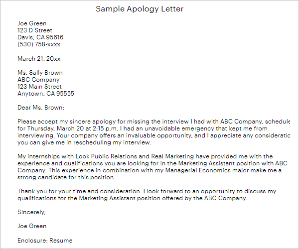 Apology Letter Format To Principal