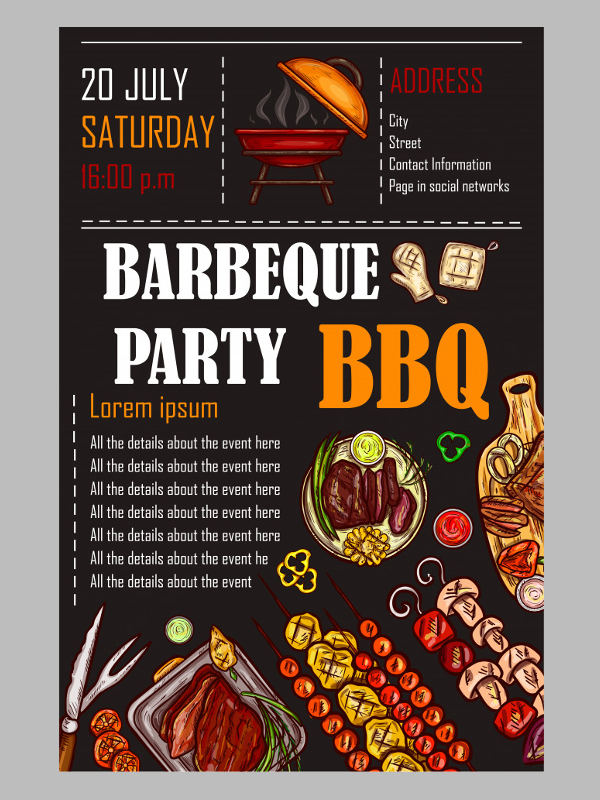 BBQ Menu Card Template Design