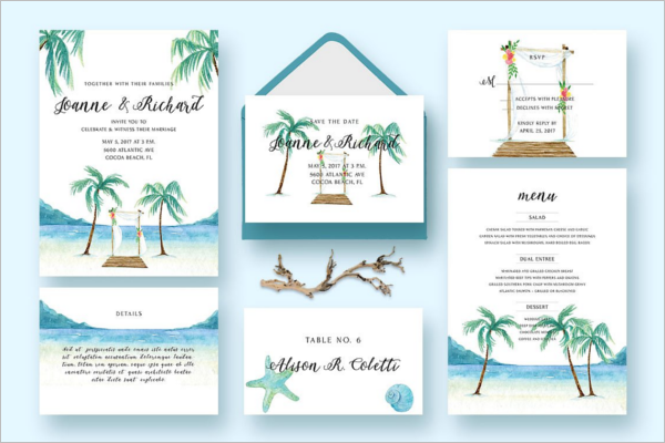 Beach Wedding Invitation Template