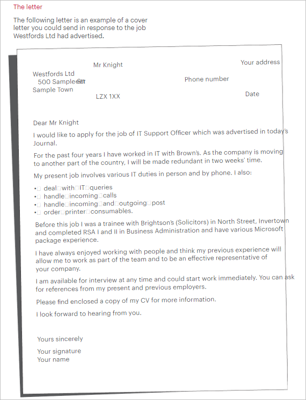 Best Cover Letter Examples For Job