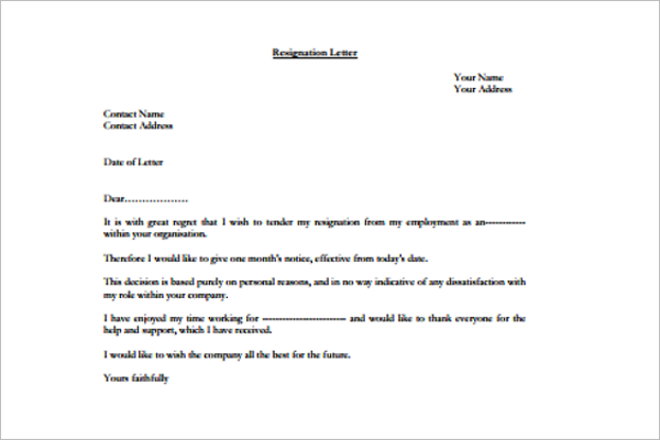 32 Free Resignation Letter Uk Sample Pdf Example Formats