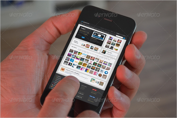 Black iPhone in Hand Mockup Design