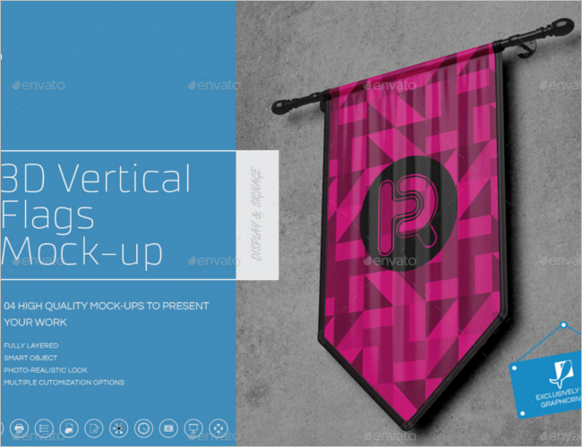 3D Flag Mockup Design