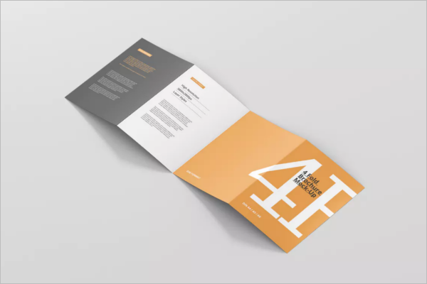 A4 Four Fold Brochure Mockup Design