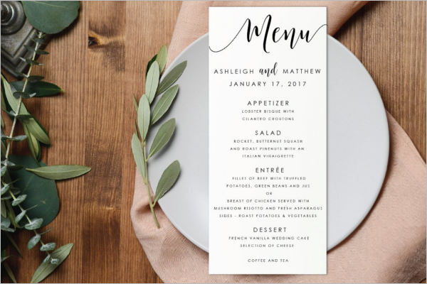 A4 Weeding Menu Template
