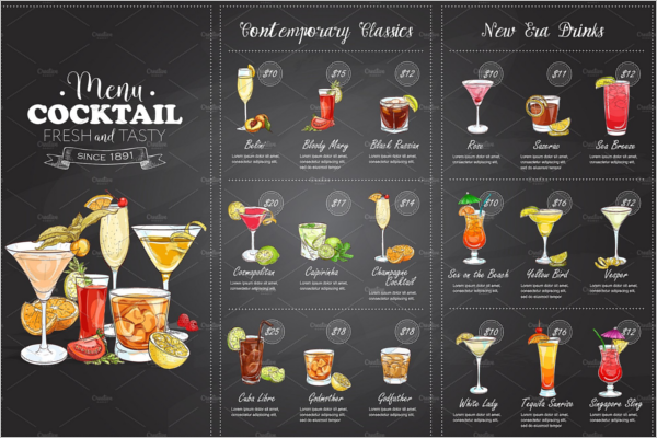 Bar Drink Menu Template