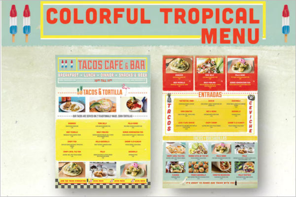 Bar Tropical Menu Design