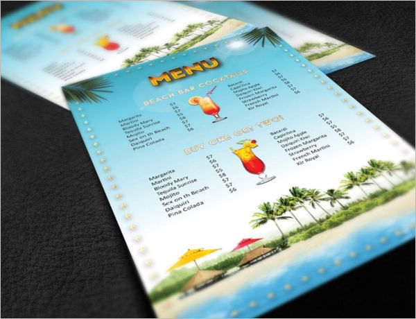 Beach Bar Menu Design