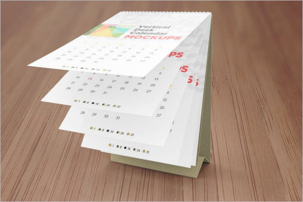 Vertical Desk Calendar Mockup Template