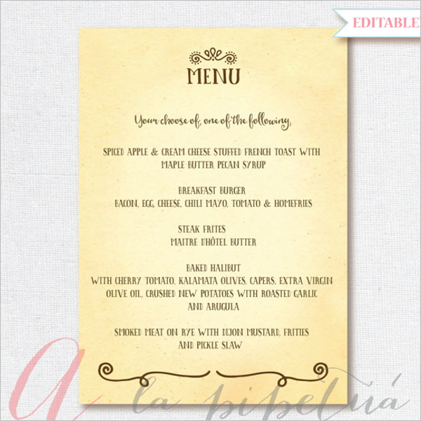Birthday Menu Card PDF Design