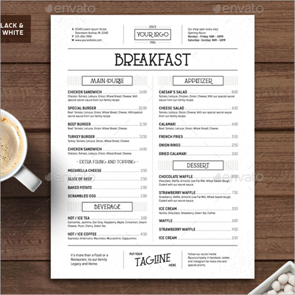 Breakfast Menu Vintage Template