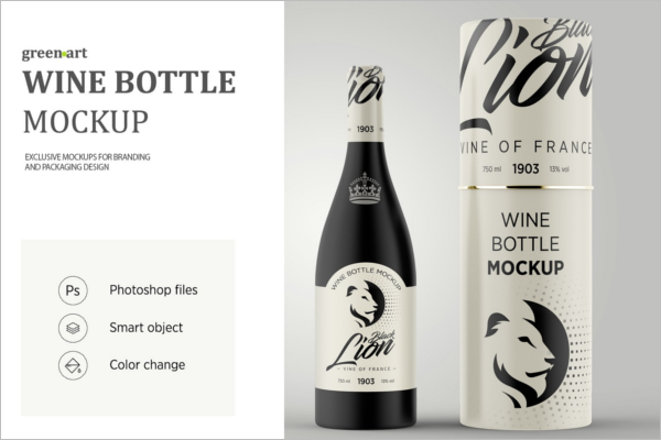 Clear Wine Bottle Mockup
