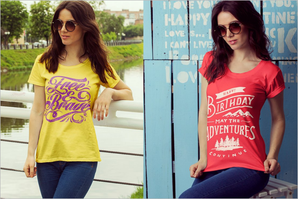 Female T-Shirt Mockup Design