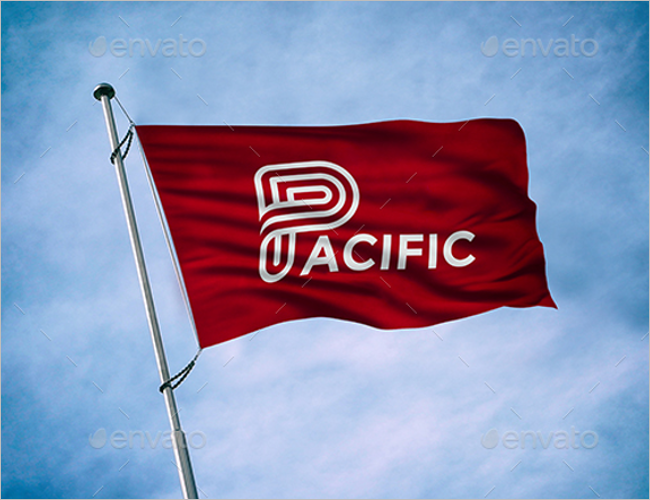 Flag Logo Mockup Template
