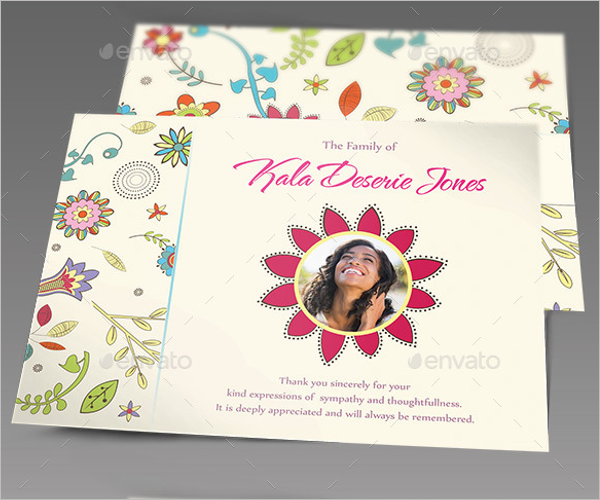 Floral Funeral Thank You Card Design