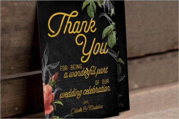 Floral Thank You Card PSD Design