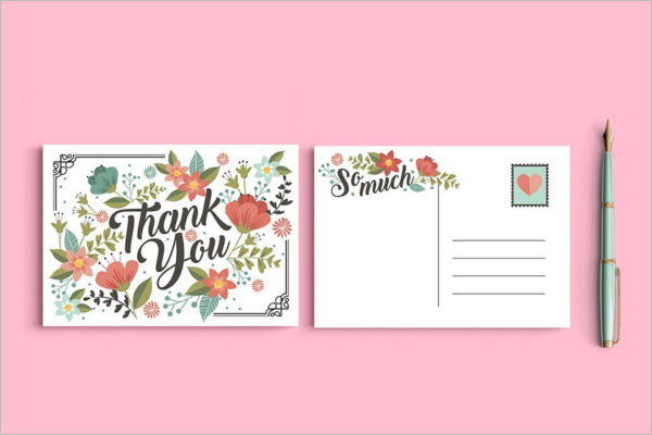 Floral Thank You Post Card Design