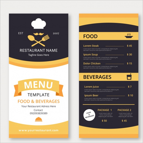 Free Restaurant Menu Design Illustrator