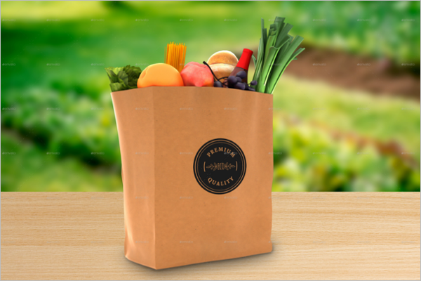 GroceryÂ Paper Bag Mockup Design