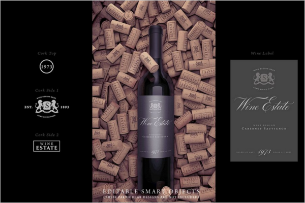 High Quality Wine Bottle Mockup
