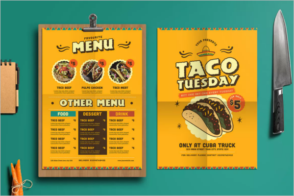 Menu Card Template In A4 Size