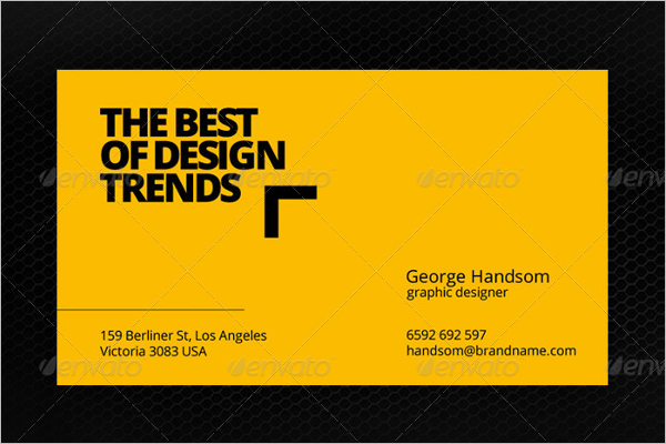 PersonalÂ Yellow Business Card Template