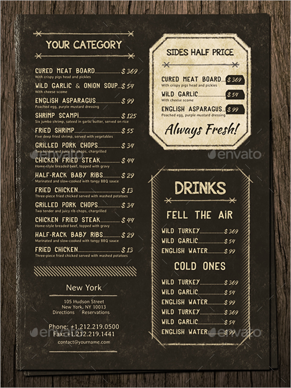 Photoshop Vintage Menu Design
