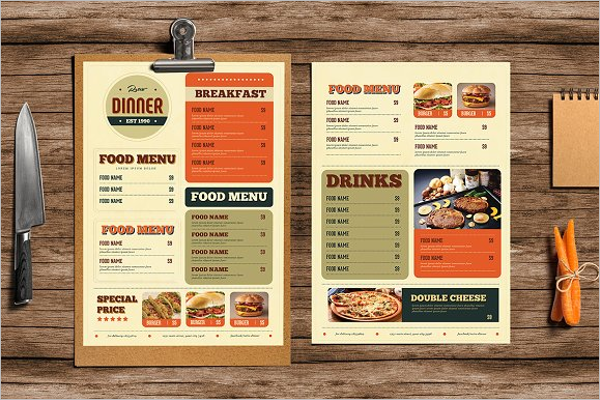 Printable Retro Menu Design