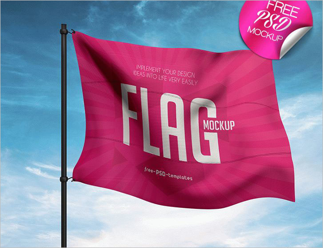 Realistic Flag Mockup Template