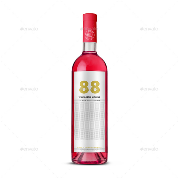 Red Wine Bottle Mockup