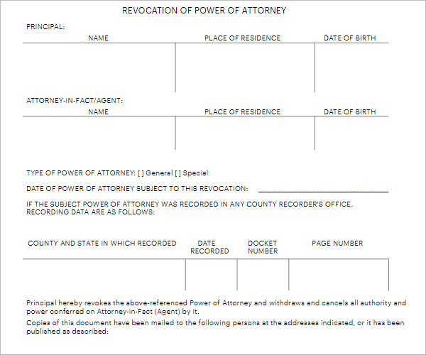 Sample Power Of Attornery Form