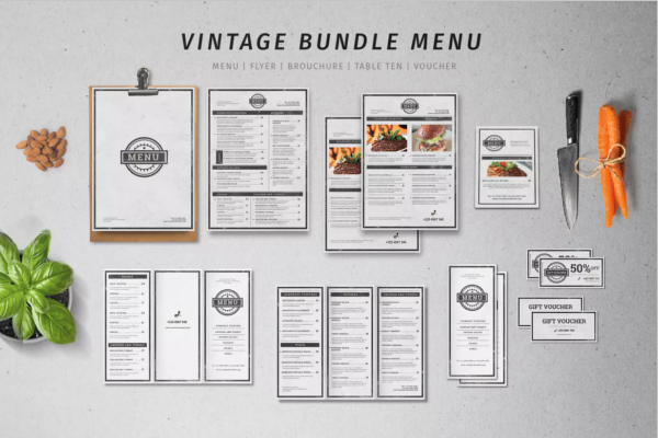 Set Of Retro Menu Design