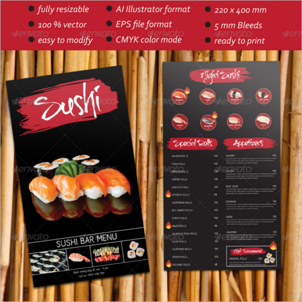 Sushi Bar Menu template