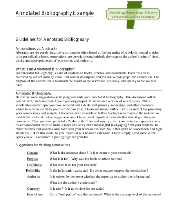 Annotated Bibliography APA Template