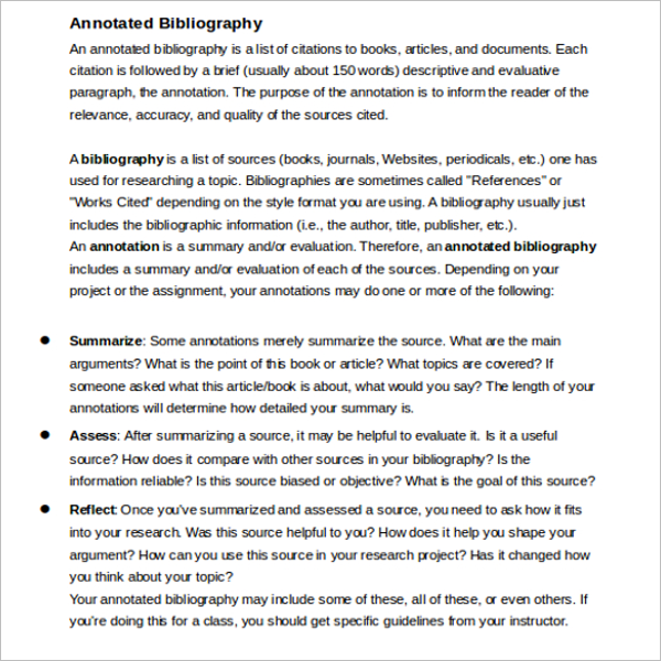 Annotated Bibliography Word Template