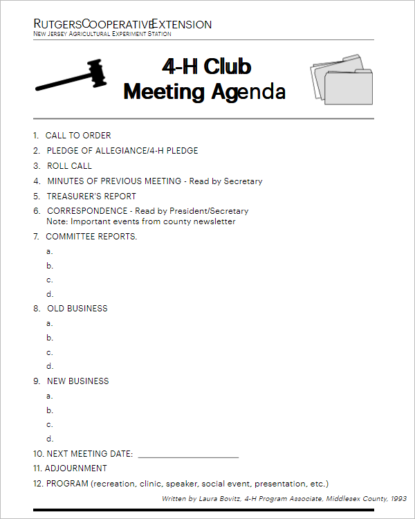 10 Free Club Meeting Agenda Templates Excel Word Formats