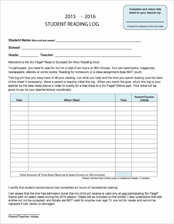 Complete Reading Log Template