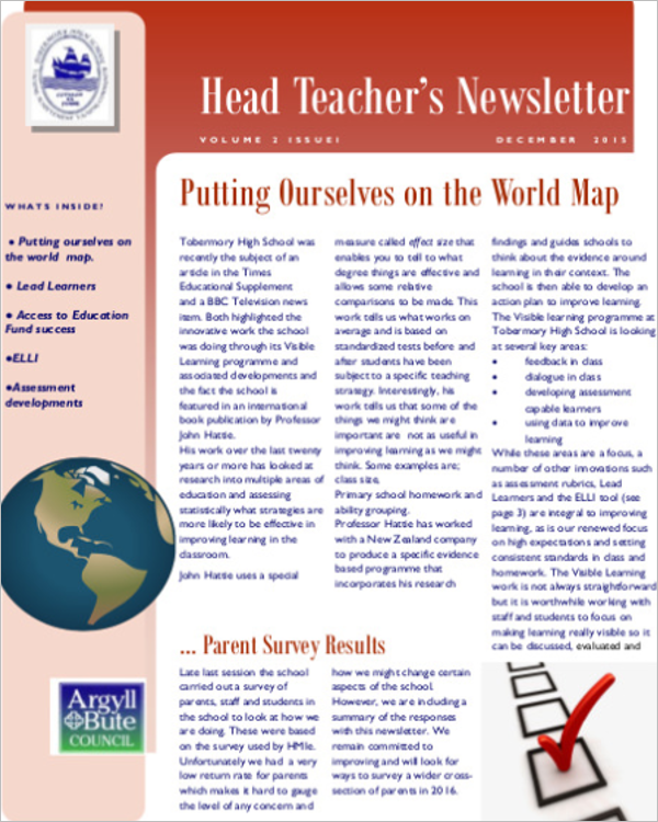 Head Teacher Newsletter Template